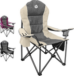 Oversized Portable Camping Chair with Lumbar Support & Cooler Bag - Media 1