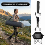 Close-up composite showing the chair's anti-slip foot mat, side cup holder, and convenient side pocket