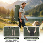 Close-up composite showing the chair's anti-slip foot mat, side cup holder, and convenient side pocket