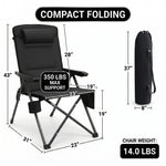Product dimensions diagram for the oversized folding camping chair showing dimensions