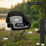 Product dimensions diagram for the oversized folding camping chair showing dimensions