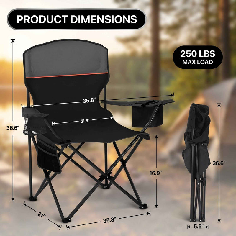CAMPING CHAIRS – 2-PACK FOLDING CHAIRS WITH COOLER BAG