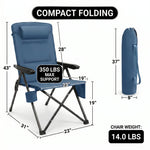 Product dimensions diagram for the oversized folding camping chair showing dimensions