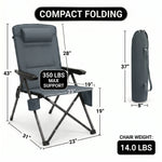 Product dimensions diagram for the oversized folding camping chair showing dimensions