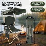 Product dimensions diagram for the oversized folding camping chair showing dimensions