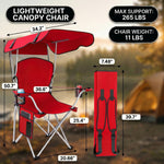 Product dimensions diagram for the oversized folding camping chair showing dimensions