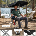 Infographic showing the oversized folding camping chair high weight capacity with a 4-point support frame diagram