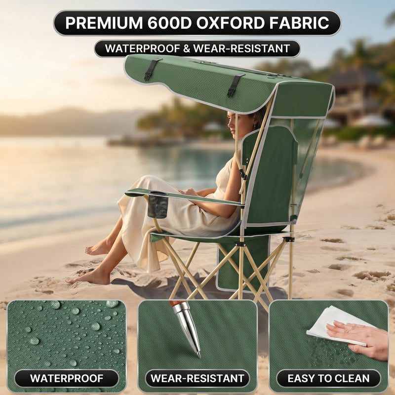 Infographic showing the oversized folding camping chair high weight capacity with a 4-point support frame diagram