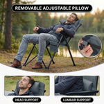 Infographic showing the oversized folding camping chair high weight capacity with a 4-point support frame diagram