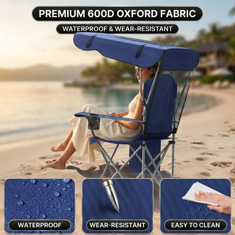 Infographic showing the oversized folding camping chair high weight capacity with a 4-point support frame diagram