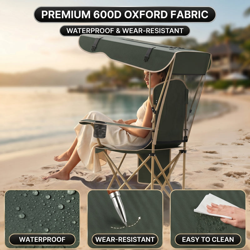 Infographic showing the oversized folding camping chair high weight capacity with a 4-point support frame diagram