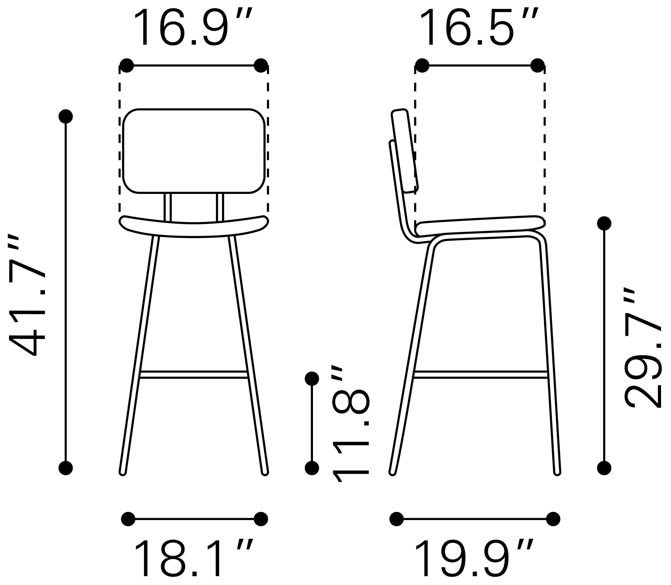 Boston Barstool (Set of 2) Vintage Black