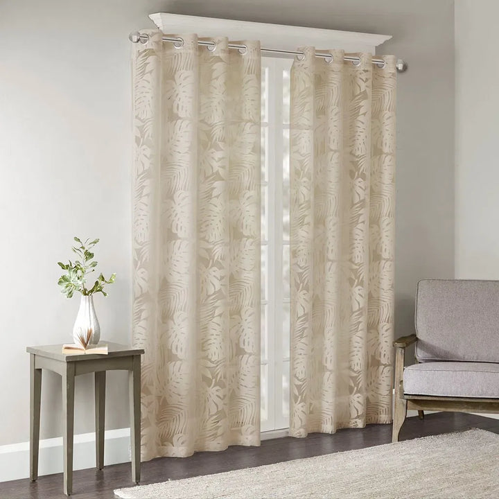 Palm Leaf Burnout Window Sheer(1 Sheer Curtain)
