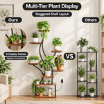 Close-up graphic showing the plant stand frame - coated finish and shelf surface details