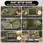 Six-step no-tools setup guide for the pop-up screen gazebo