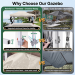 Six-step no-tools setup guide for the pop-up screen gazebo