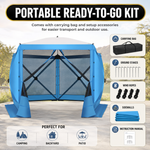 Included accessories: carry bag, ground stakes, wind ropes, mesh sidewalls and instruction manual