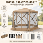 Included accessories: carry bag, ground stakes, wind ropes, mesh sidewalls and instruction manual