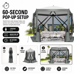 Included accessories: carry bag, ground stakes, wind ropes, mesh sidewalls and instruction manual