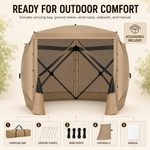 Included accessories: carry bag, ground stakes, wind ropes, mesh sidewalls and instruction manual