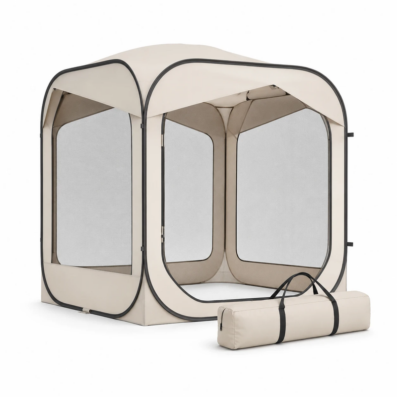 Brown 6x6 pop-up screen tent gazebo with mesh walls and grey carry bag