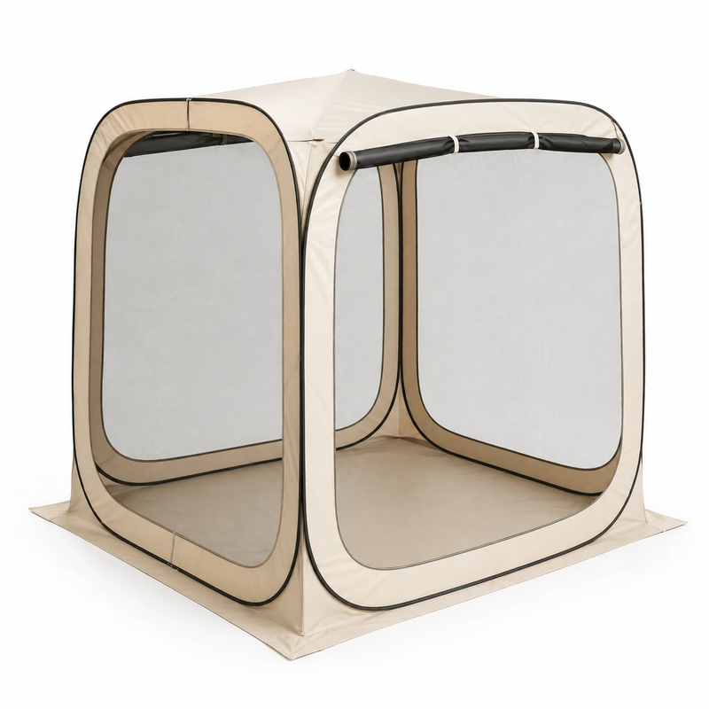 Brown 6x6 pop-up screen tent gazebo with mesh walls and grey carry bag