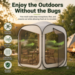 Pop-up screen tent used for camping, backyard, picnic, park and beach