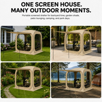 Pop-up screen tent used for camping, backyard, picnic, park and beach