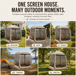 Pop-up screen tent used for camping, backyard, picnic, park and beach