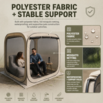 Three-step quick setup of the pop-up screen tent: unzip, pop, enjoy