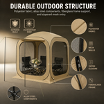 Three-step quick setup of the pop-up screen tent: unzip, pop, enjoy