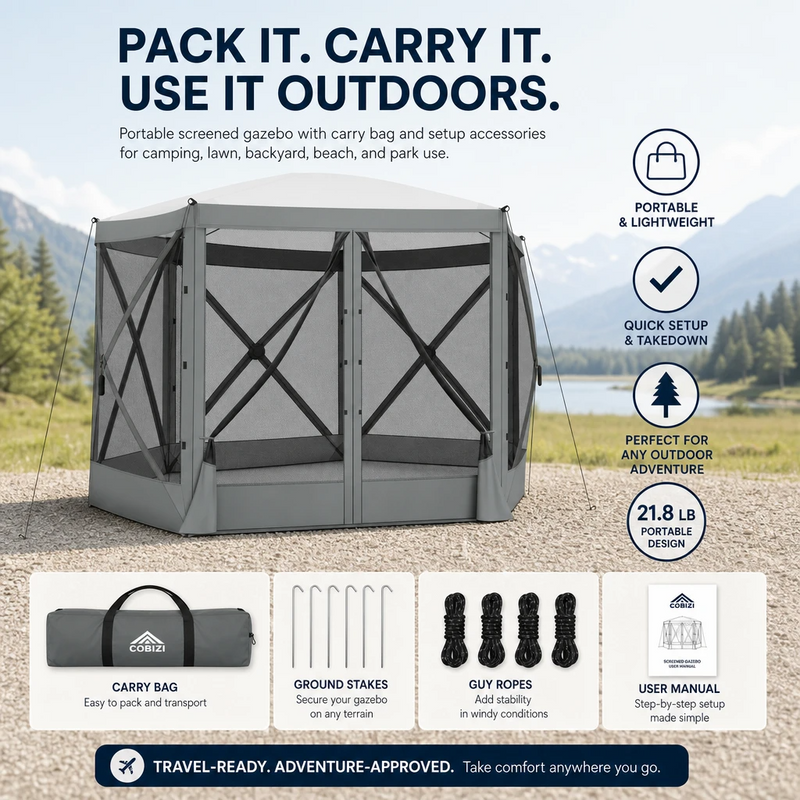 Five uses for the screen gazebo: camping, backyard, patio, picnic and outdoor party