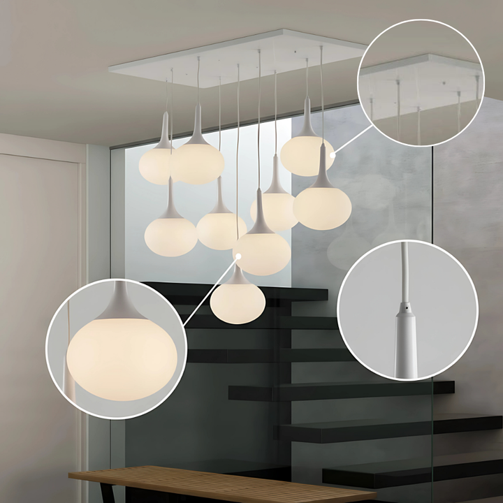 Epsilon Ceiling Lamp White – Modern Frosted Glass Pendant Lighting | Living Room & Dining | Trufairs