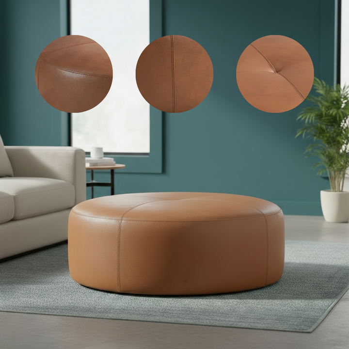 Rochelin Tan Leather Ottoman