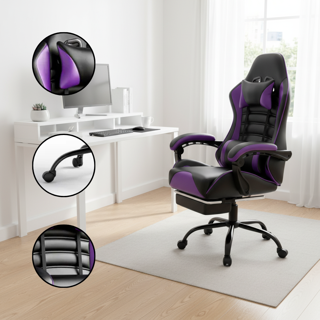 Heavy-Duty Ergonomic Gaming Chair – Adjustable Leather Computer Chair for Adults & Heavy People | Office & Gaming Desk Chair | Trufairs