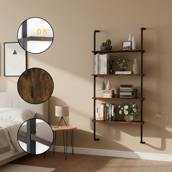 Industrial Style Shelving with Metal Frame for Living Room Kitchen