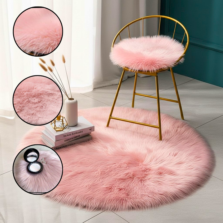 Round Faux Fur Sheepskin Rug – Ultra-Soft Plush Accent | Multipurpose Living Room & Decor | Trufairs