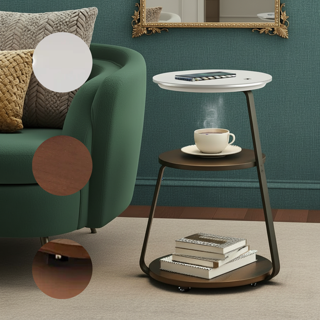 Smart Nightstand with Wireless Charger & LED Night Light Side Table | Trufairs