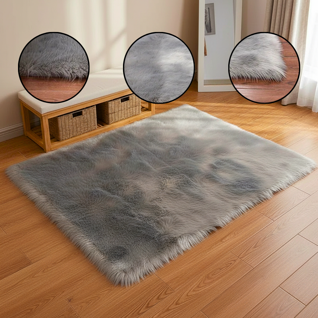 Long Imitation Wool Plush Rug – Cozy Soft Accent Carpet | Bedroom & Living Room Decor | Trufairs