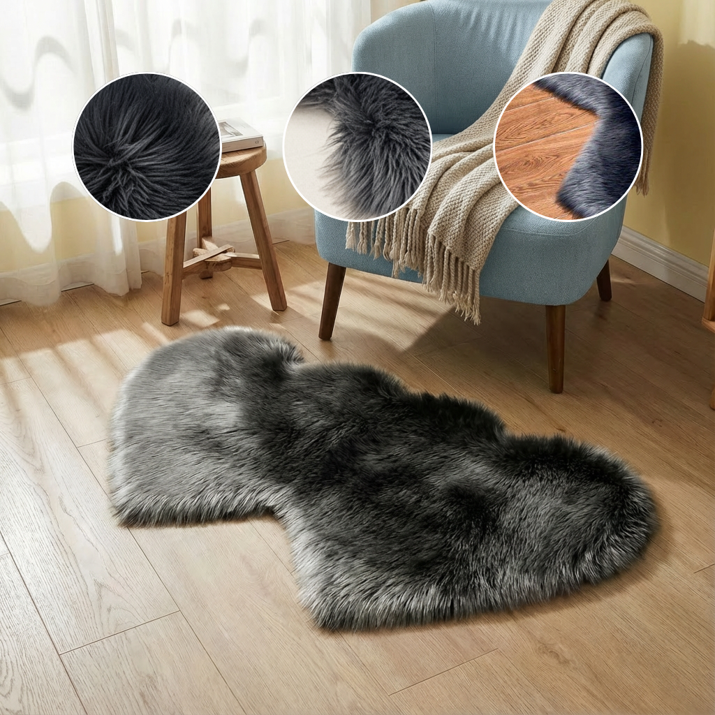 Heart-Shaped Faux Sheepskin Rug – Soft & Fluffy Decorative Rug for Girls Bedroom and Home Decor | Trufairs