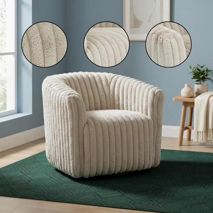 Mira Light Grey Velvet Swivel Chair
