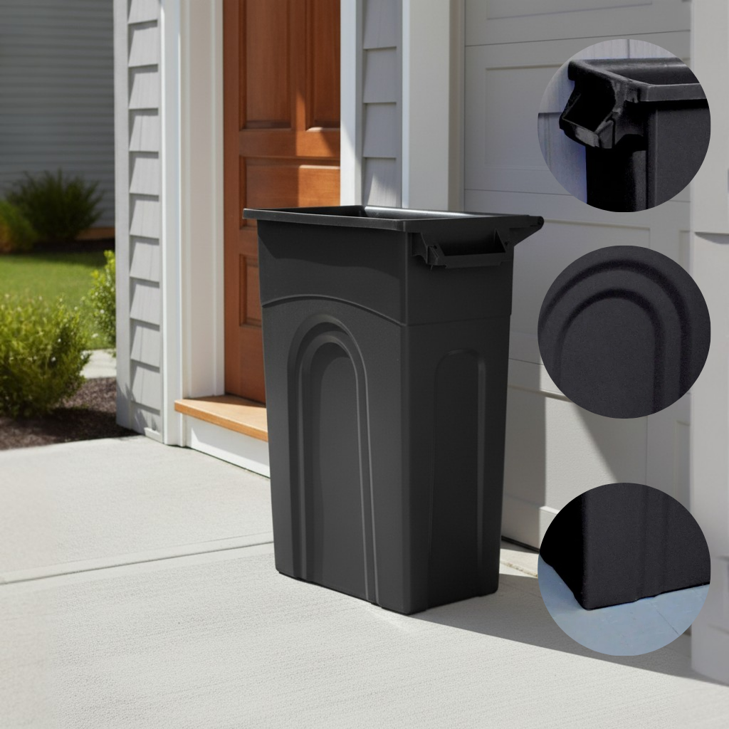 Heavy-Duty Highboy Trash Container – 23-Gallon Tall Black Bin | Slim Indoor Waste Solution | Trufairs