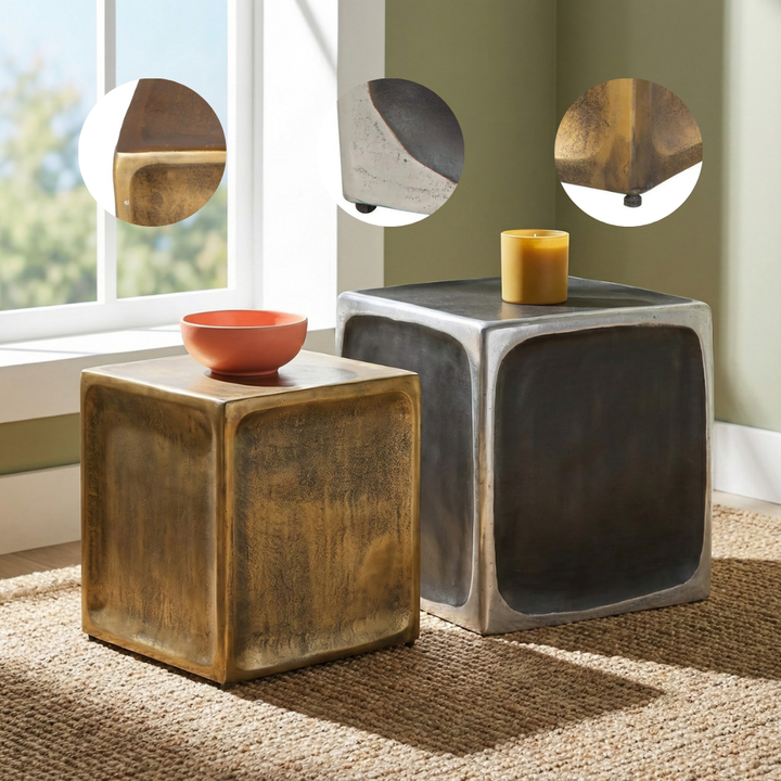 Multicolor Side Table Set – Vibrant Aluminum & Patterned Top | Living Room Furniture | Trufairs