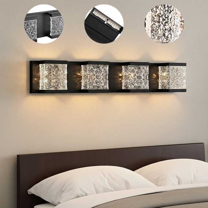 39-Inch Modern 6-Lights LED Bathroom Vanity Light Fixture in Black | Trufairs