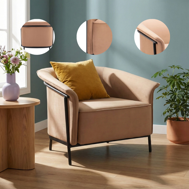 Tan Vinyl Accent Chair – Sturdy Steel Frame | Modern Living & Lounge Seating | Trufairs