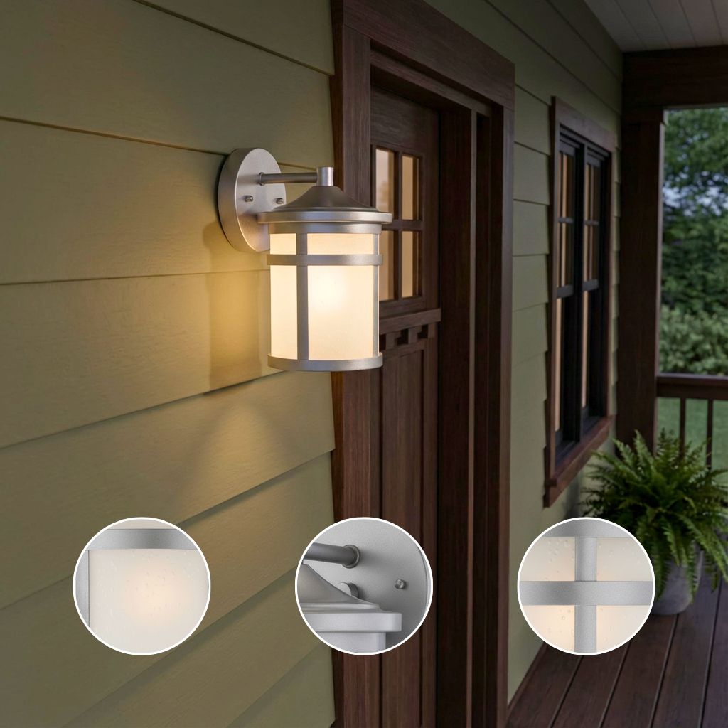 Brushed Silver Lantern Outdoor Wall Light – Stylish Security & Timeless Appeal | Hanging Fixture | Trufairs