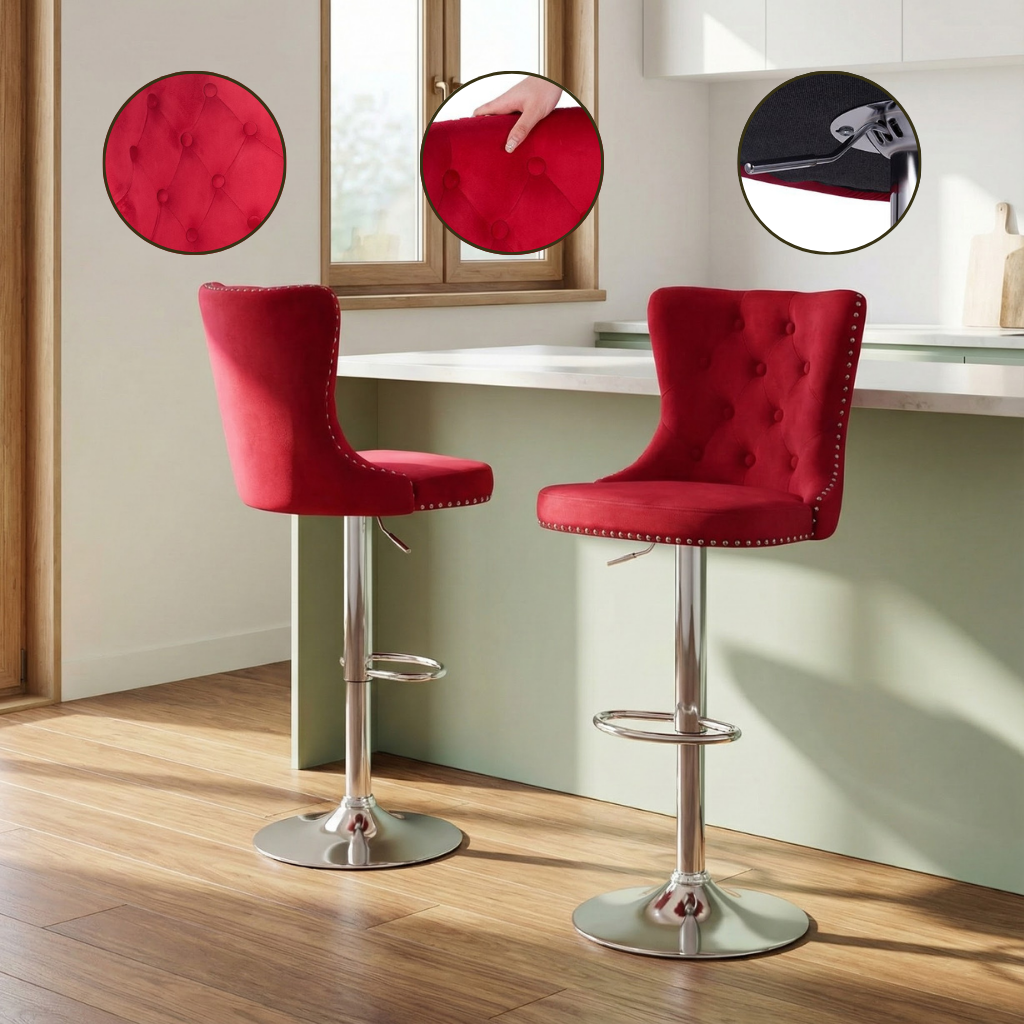 Velvet Bar Stools Set of 2 with Backrest, Swivel & Footrest — 30″ Counter Height | Trufairs
