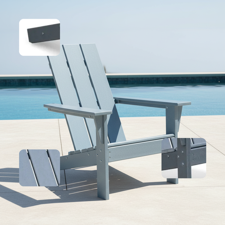 All-Weather Dark Grey Resin Adirondack Chair – HDPE Outdoor Patio Seating | Durable Garden Furniture | Trufairs