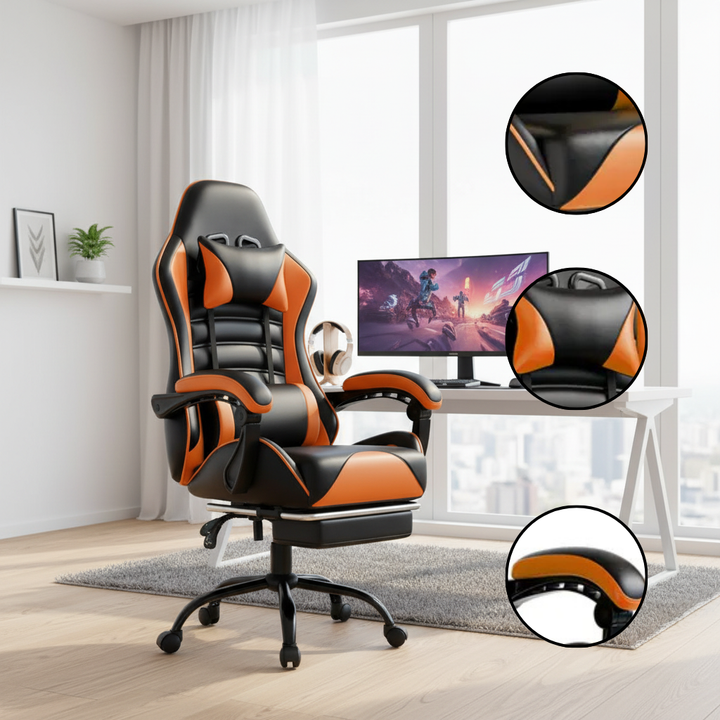 Heavy-Duty Ergonomic Gaming Chair – Adjustable Leather Computer Chair for Adults & Heavy People | Office & Gaming Desk Chair | Trufairs