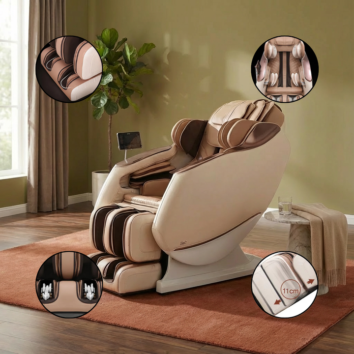 3D Full Body Zero Gravity Shiatsu Electric Massage Chair SL-Track Recliner with Airbag Speaker LCD Touch Screen+Mini Remote Voice Control Back Heat